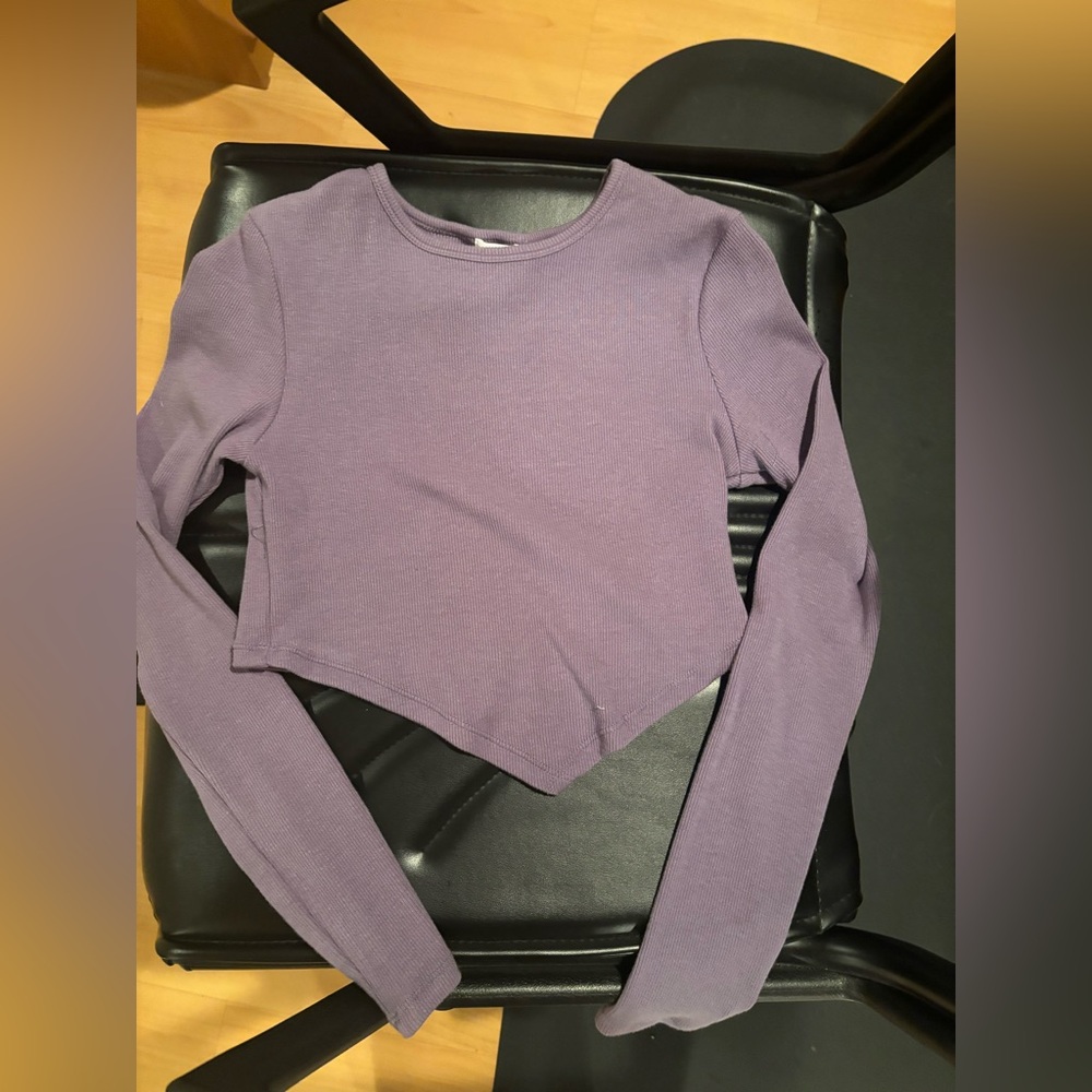 Garage Lavender Ribbed Long-Sleeve Cropped Top